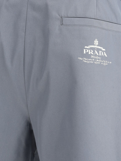 Shorts Blu Avion con Logo Retro Prada