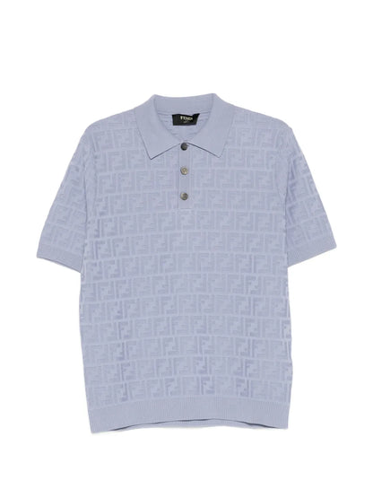 Polo Azzurra Logo All Over FF Fendi