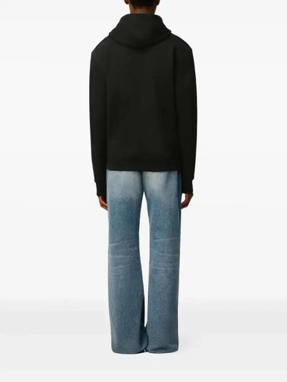 Felpa Nera con Cappuccio e Cuore Ami Paris