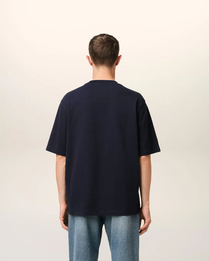 T-Shirt Blu Cuore Ricamo Ami Paris