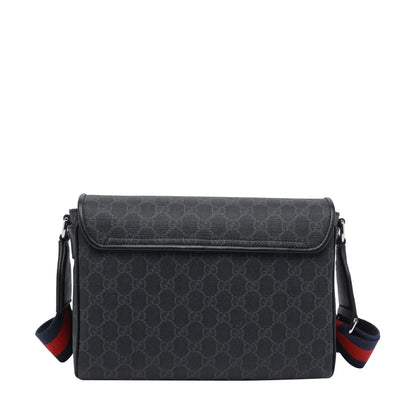 Borsa Messenger Nera in Pelle Logo GG Tracolla Multicolor Gucci