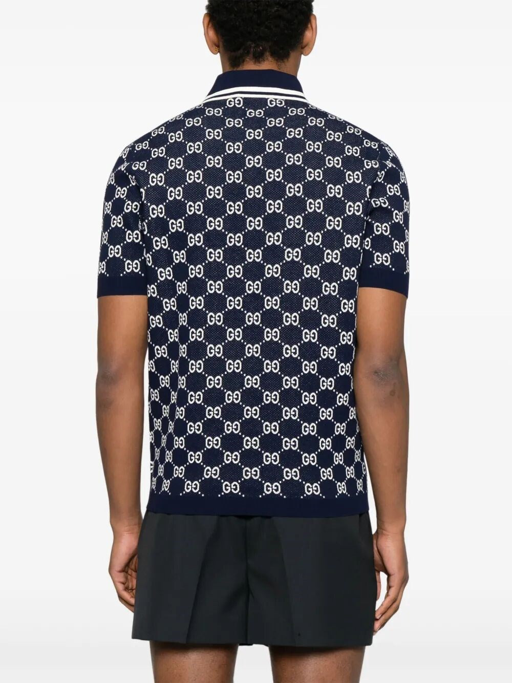 Polo Blu Logo All Over GG Gucci