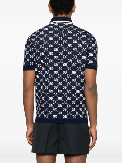 Polo Blu Logo All Over GG Gucci