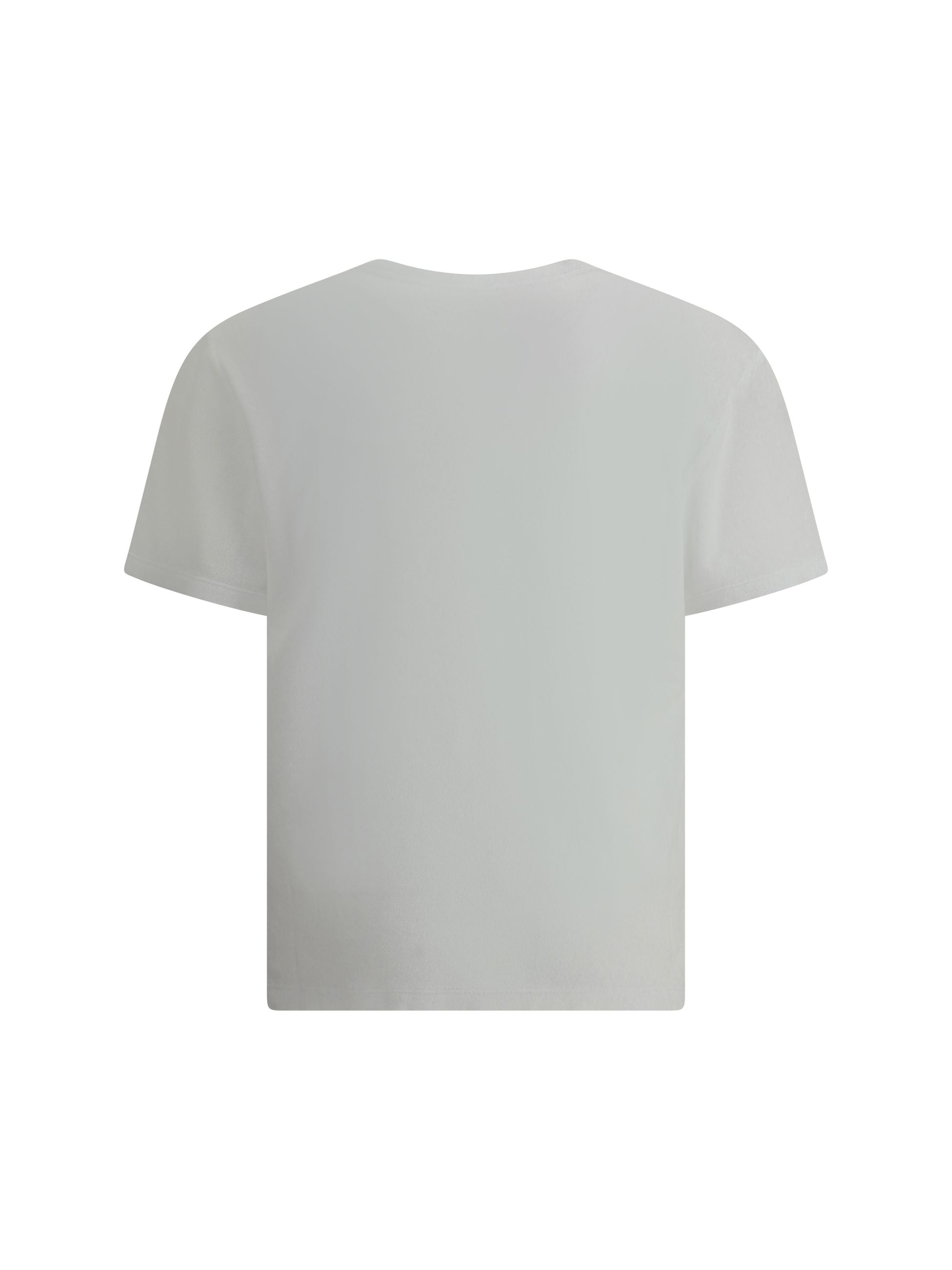 T-shirt Bianca in Spugna con Placchetta Prada
