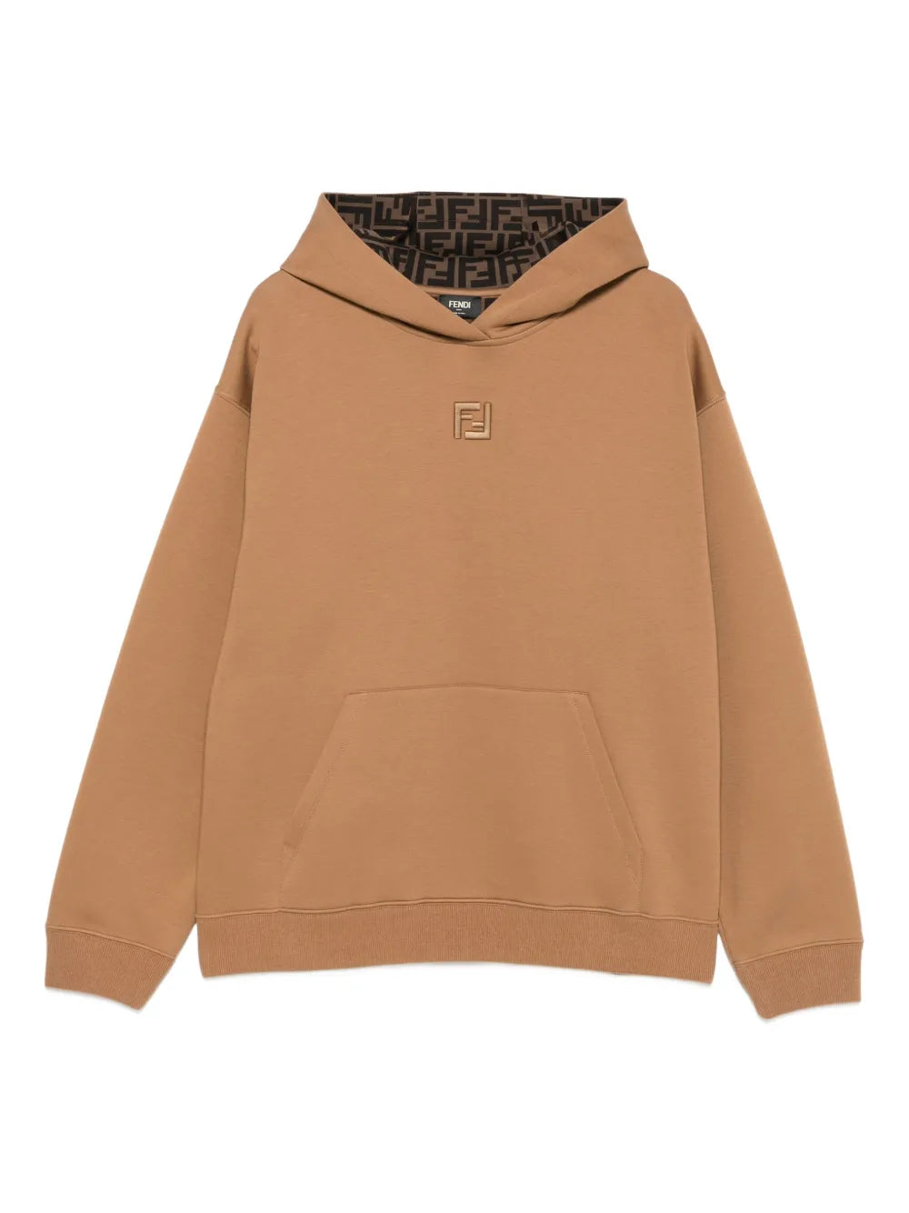 Felpa Beige con Cappuccio Logo FF Classic Fendi