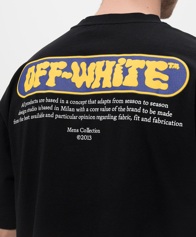 T-Shirt Nera Con Stampa Retro Gialla Off-White