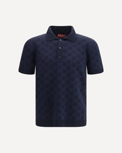 Polo Blu Logo All Over GG Gucci
