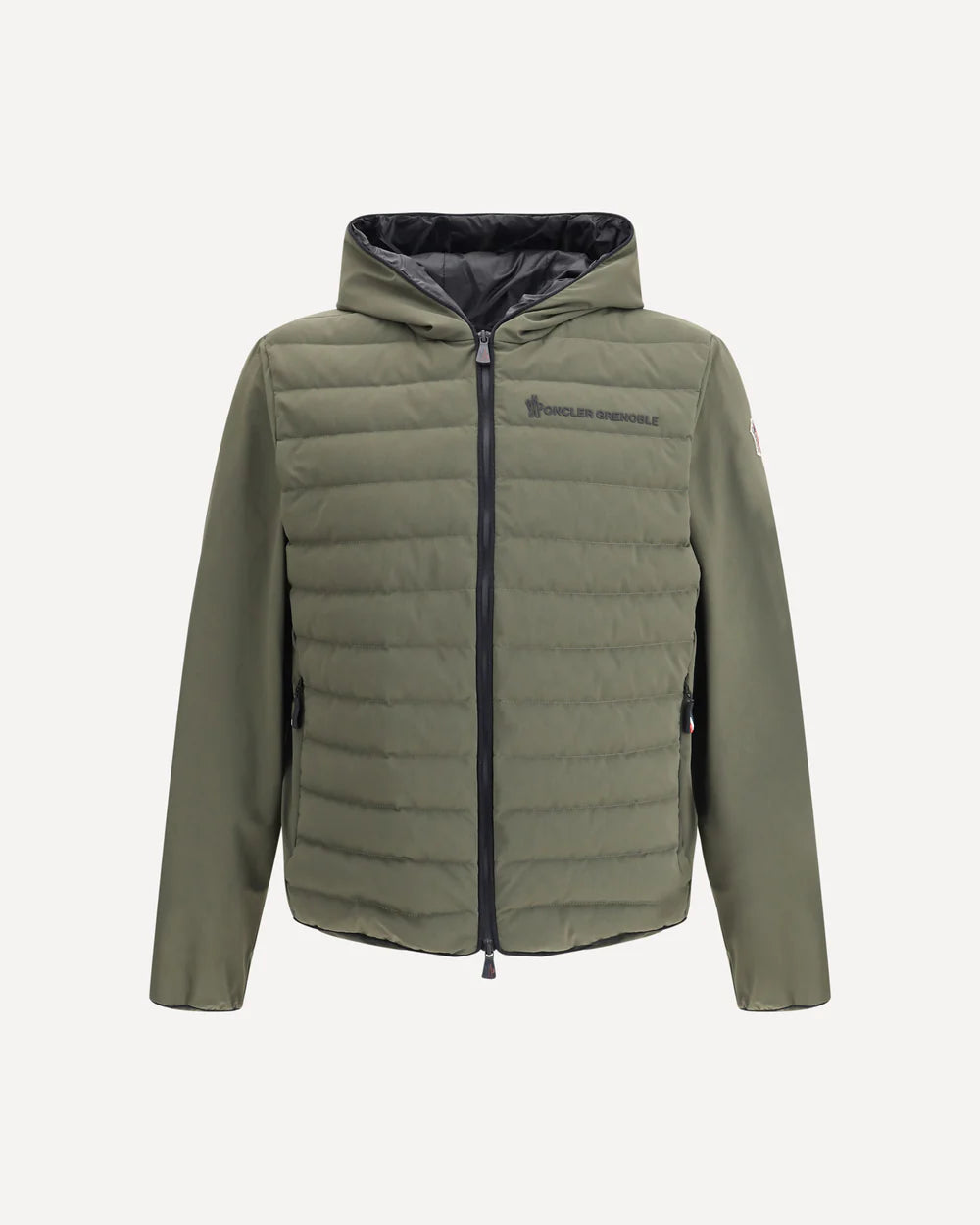 Giubbino Verde Tessuto Tecnico Scritta Moncler Grenoble