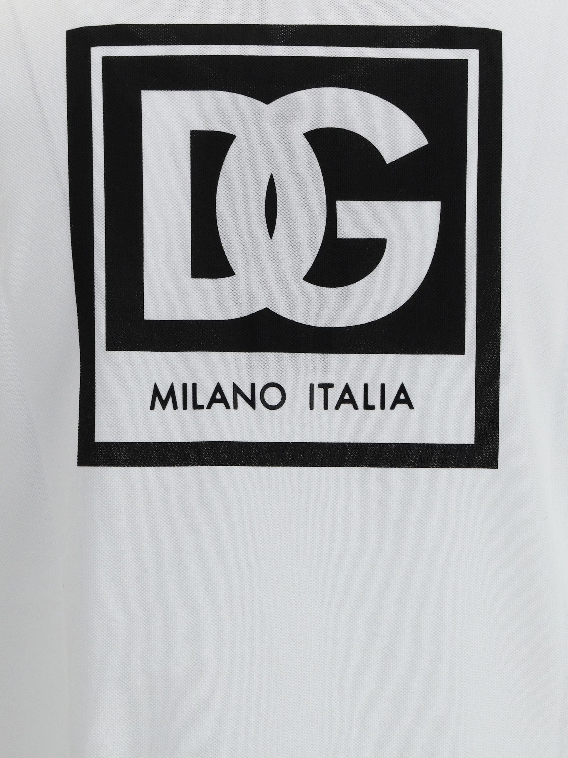 Polo Bianca Con Logo Retro Dolce & Gabbana