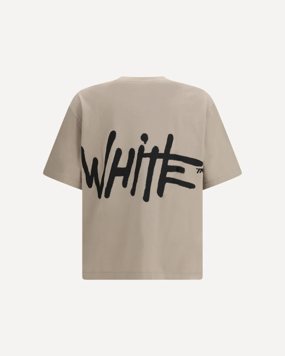 T-Shirt Beige Scritta Grande Off-White