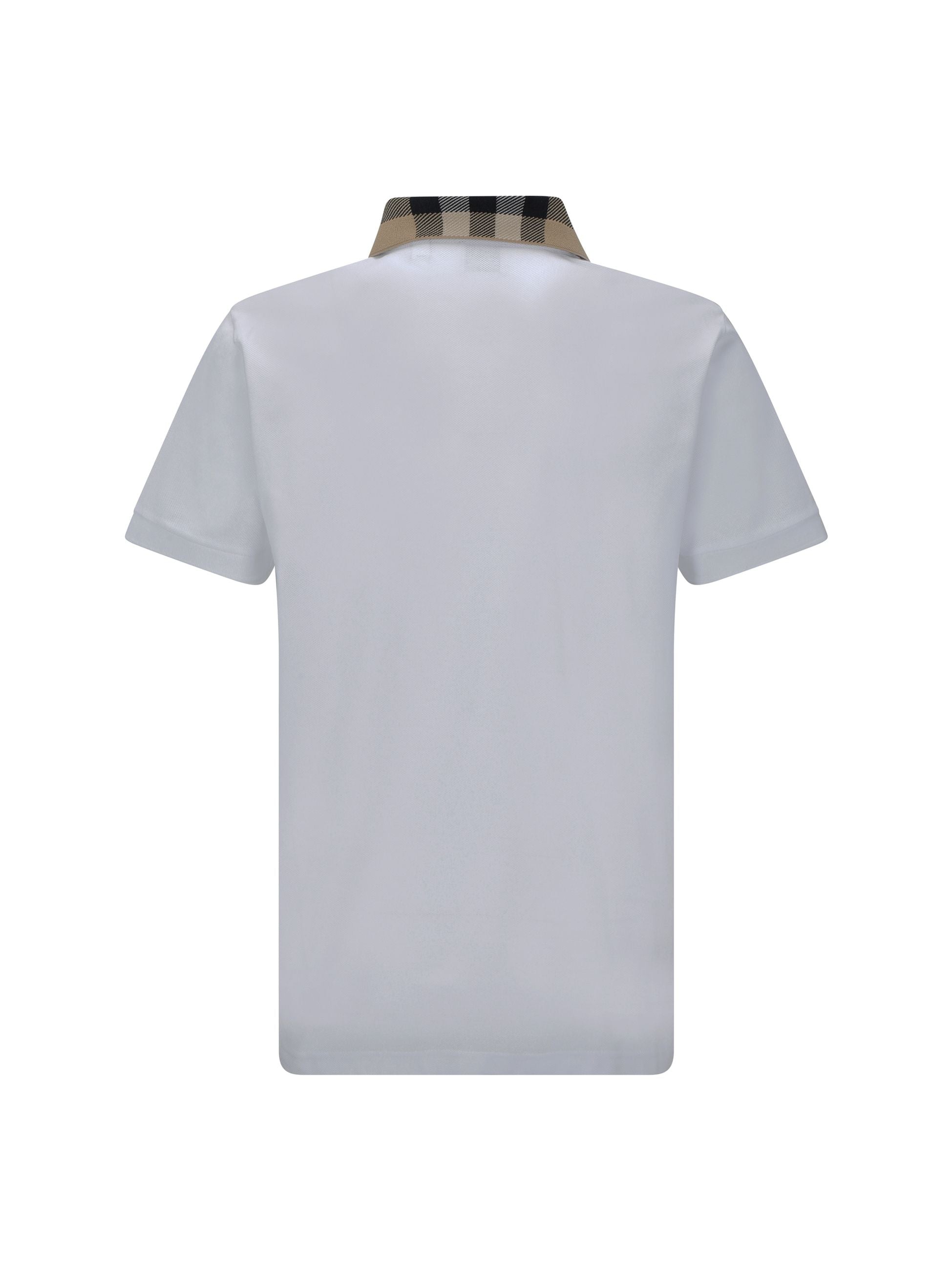 Polo Bianca Logo Colletto Check Burberry