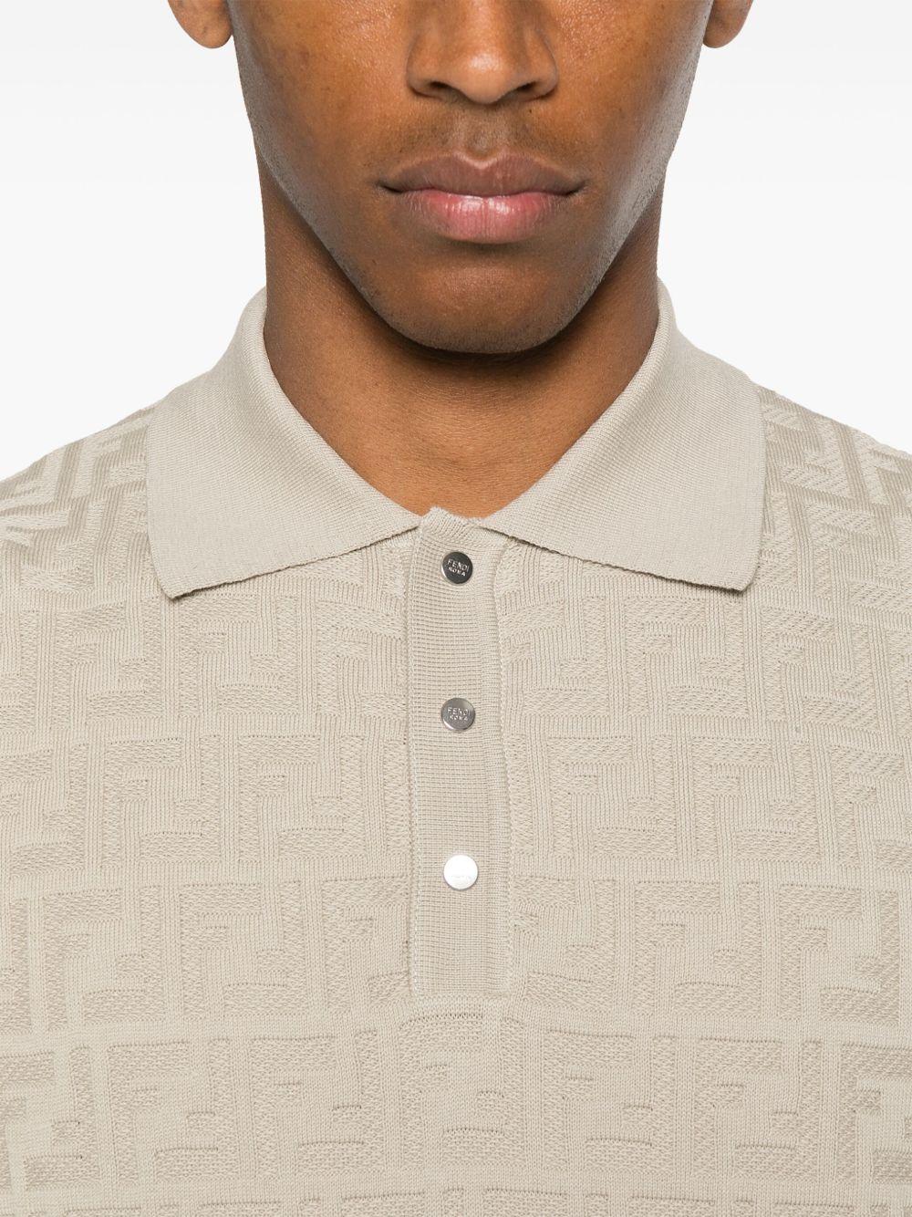Polo Beige Logo All Over Fendi