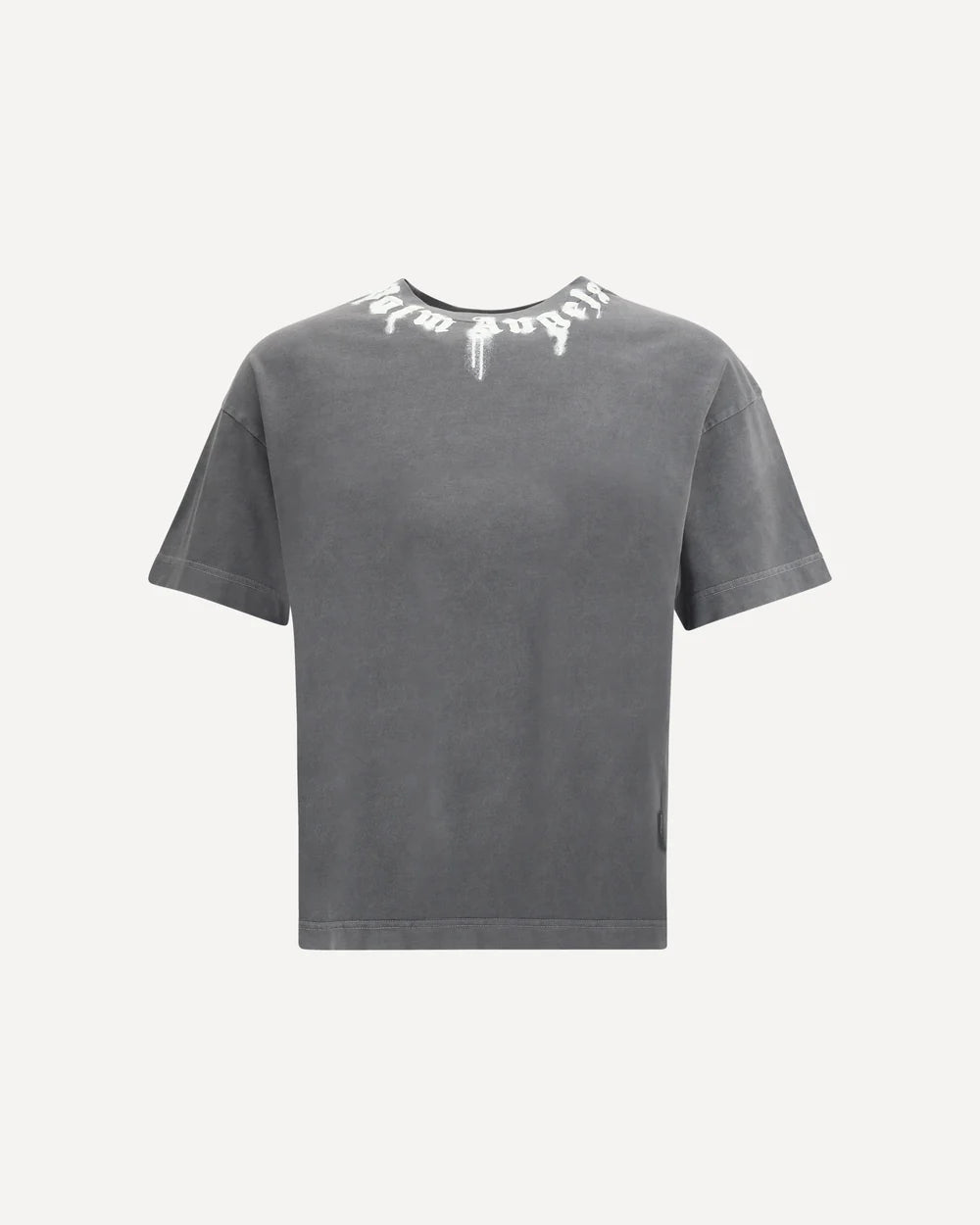 T-Shirt Grigia Scritta Collo Palm Angels