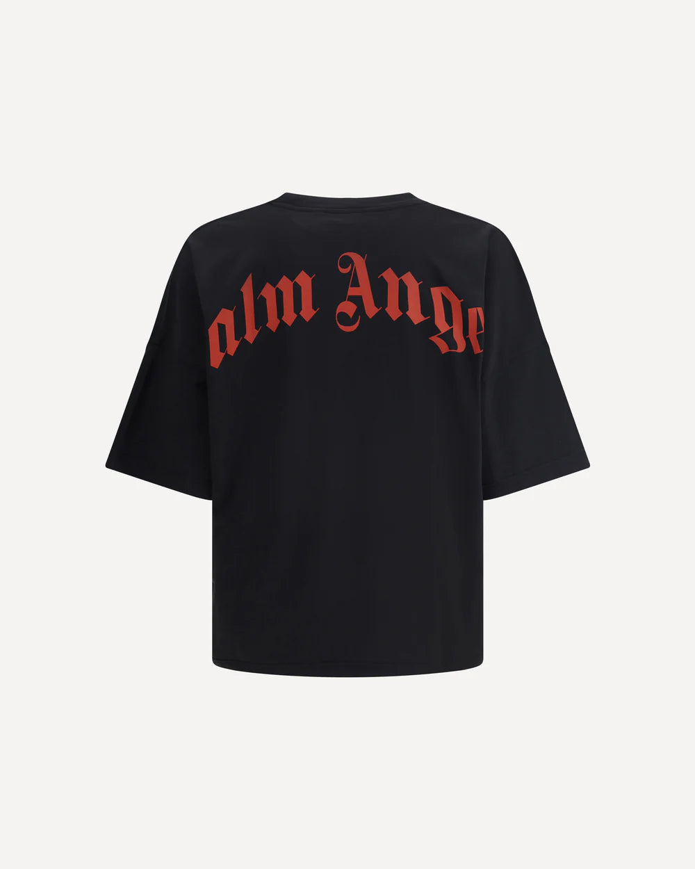 T-Shirt Nera Scritta Rossa Fronte Retro Palm Angels