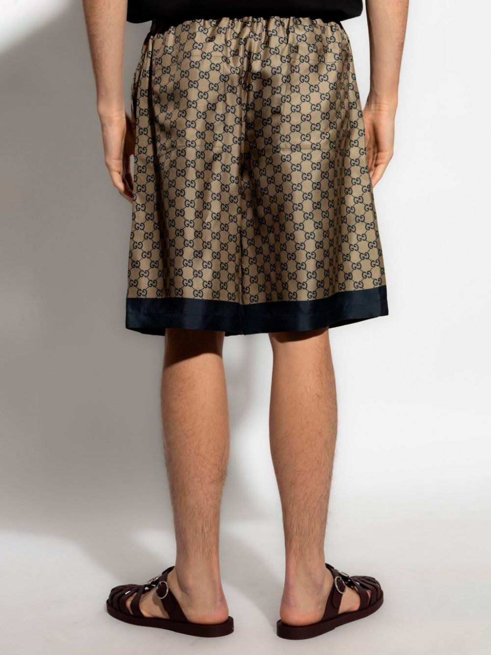 Shorts Beige e Blu Logo GG All Over Gucci