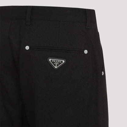 Pantalone Nero con Placchetta Retro Prada