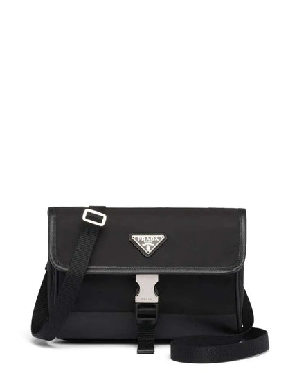Borsa in Nylon Nera Placchetta Prada