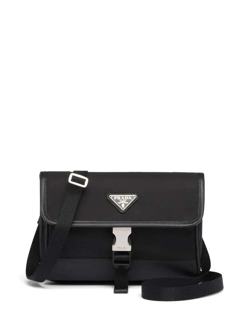 Borsa in Nylon Nera Placchetta Prada