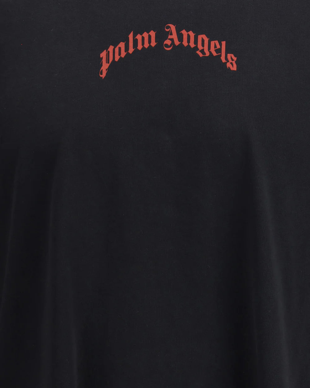 T-Shirt Nera Scritta Rossa Fronte Retro Palm Angels