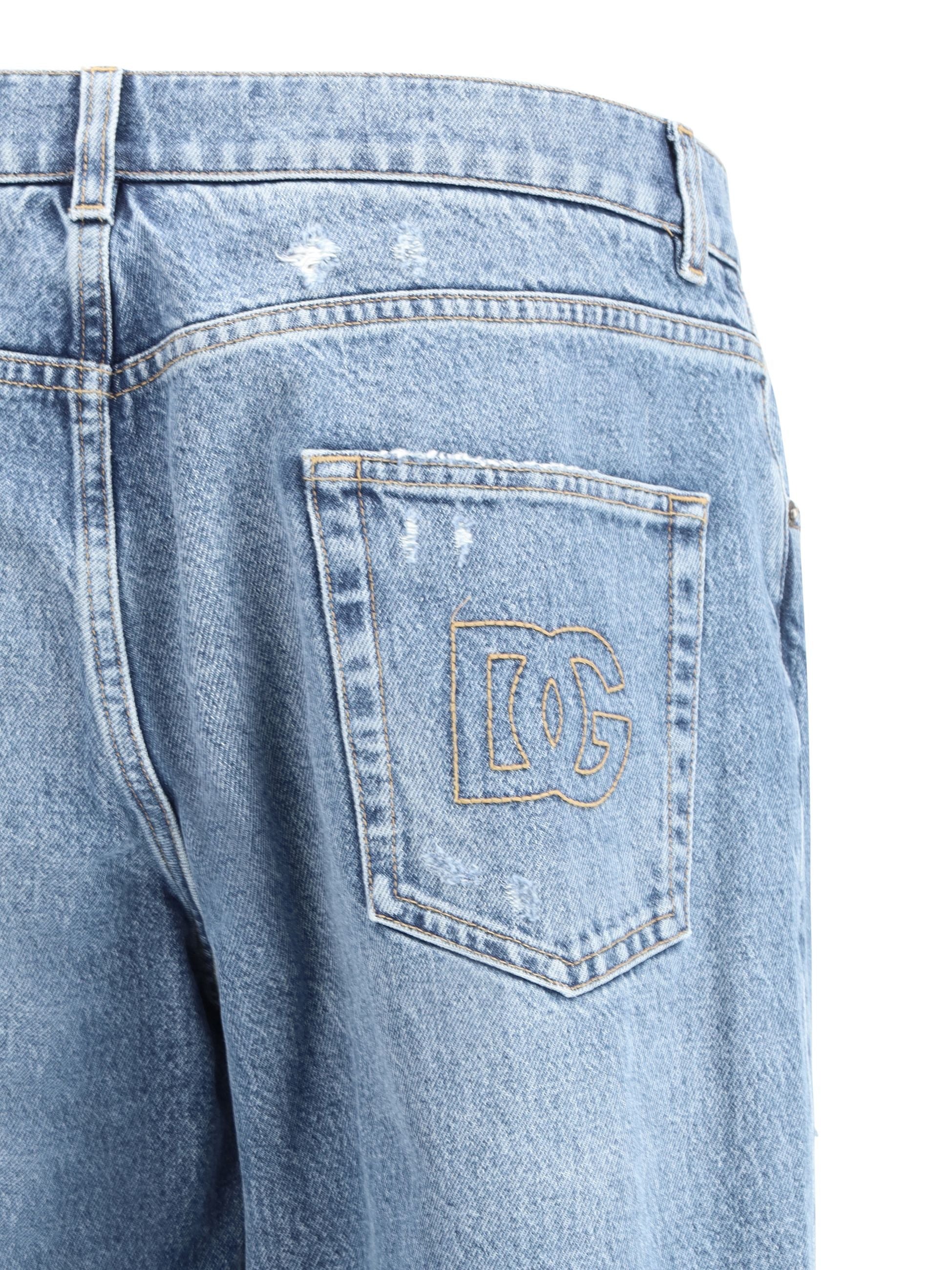 Jeans in Denim con Strappi Dolce e Gabbana