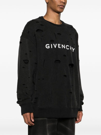 FELPA NERA DETROYED CON SCRITTA LOGO GIVENCHY