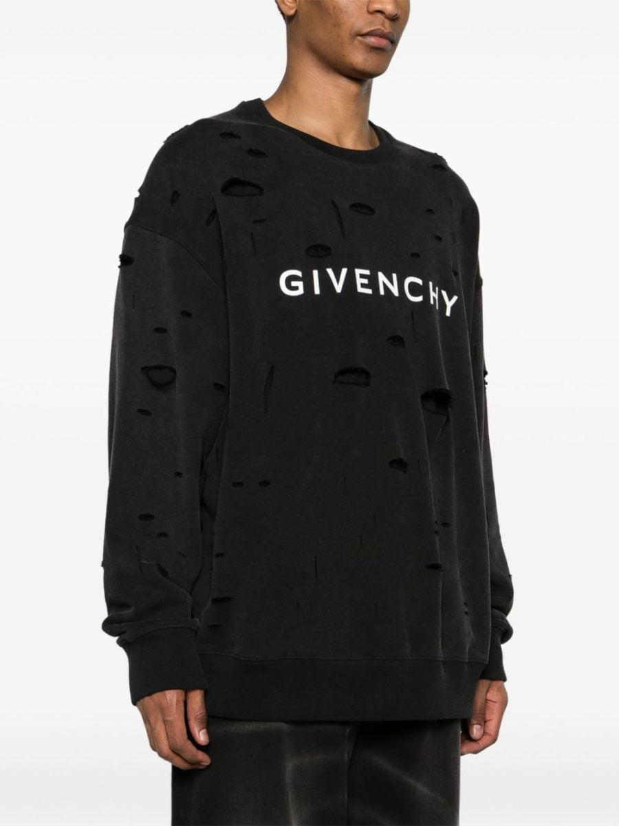 FELPA NERA DETROYED CON SCRITTA LOGO GIVENCHY