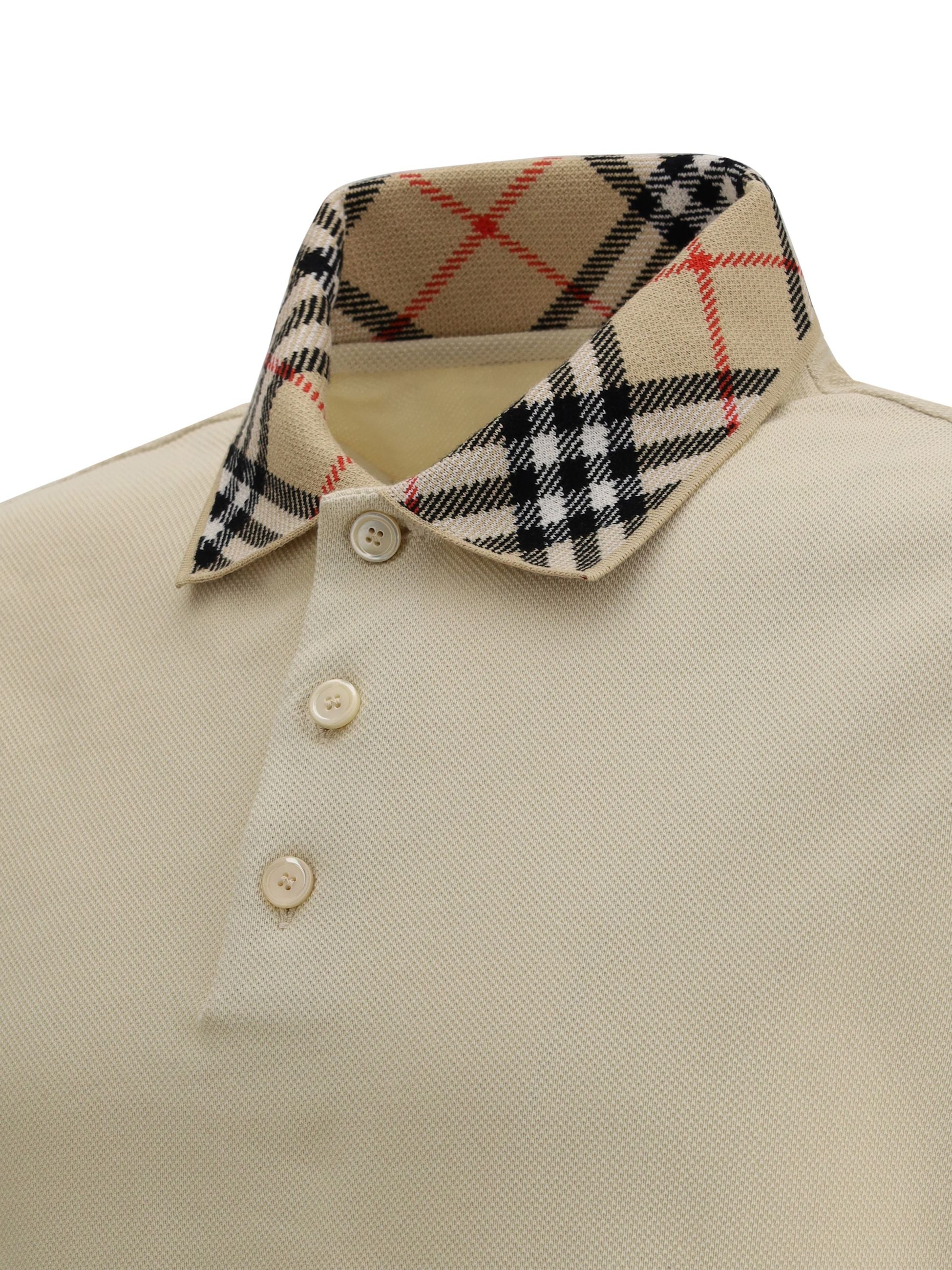 Polo Beige Logo Check Colletto Burberry