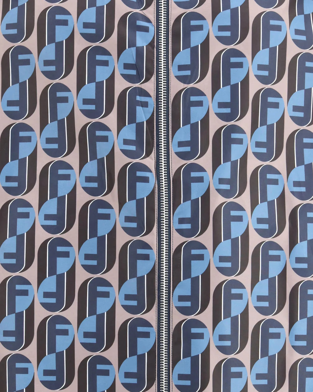 Giubbino Reversibile Blu Logo All Over Fendi