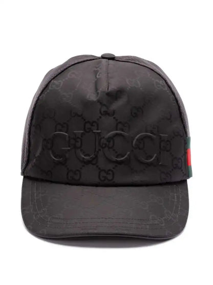 Cappello Nero Logo All Over GG e Scritta Gucci