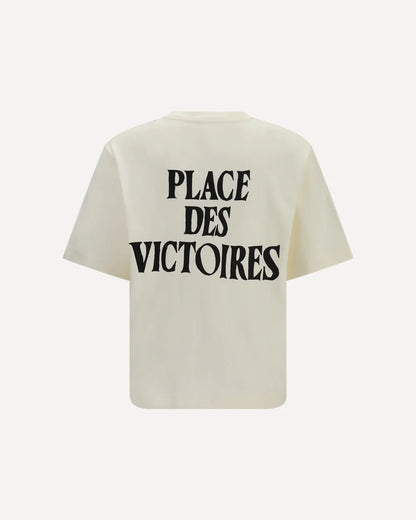 T-Shirt Bianca Logo Cuore Scritta Retro Ami Paris