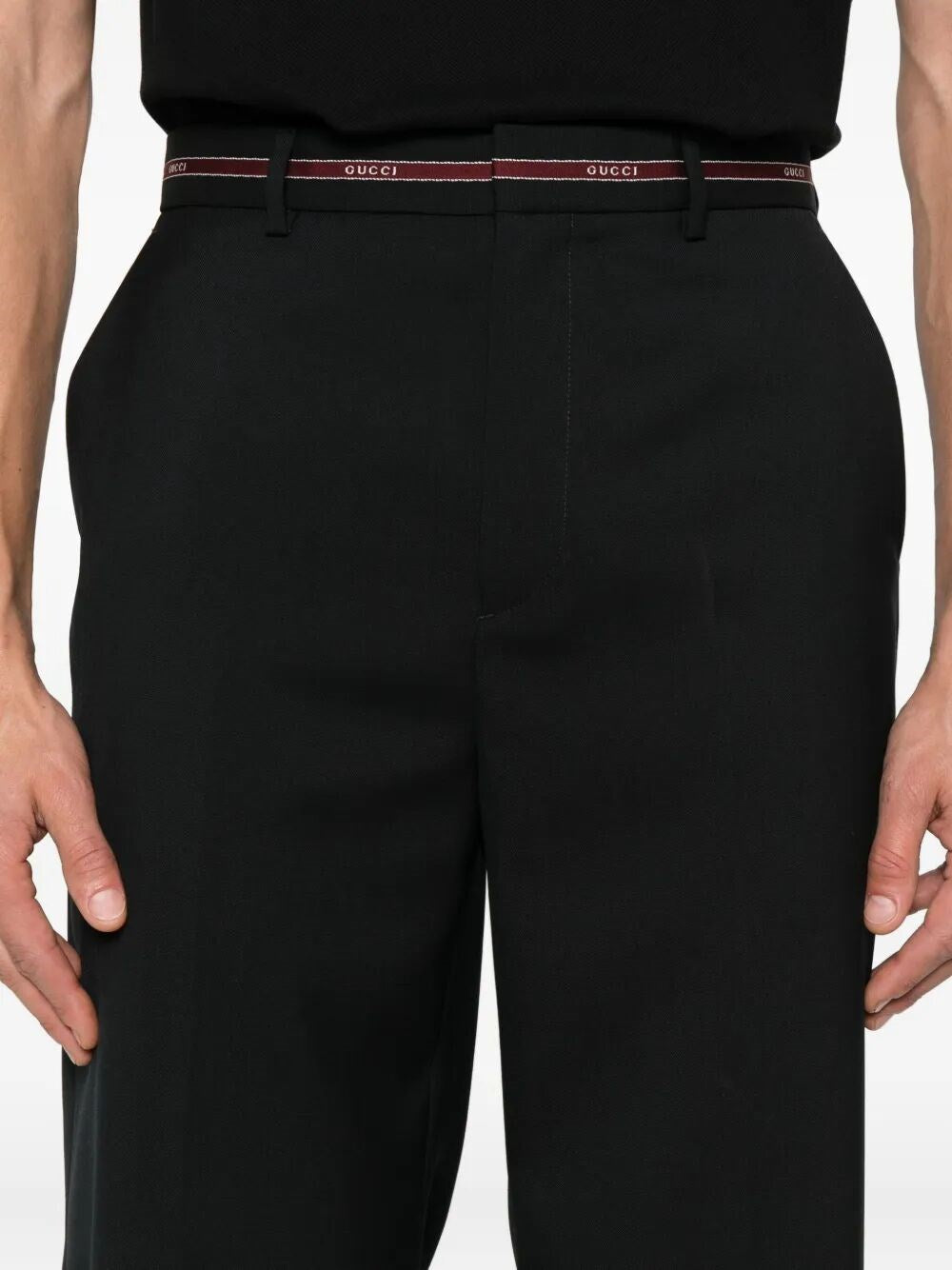 Pantalone Blu Scuro con Bustino Logo Scritta Gucci