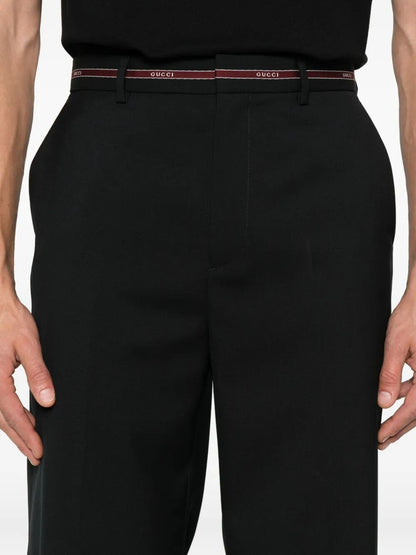 Pantalone Blu Scuro con Bustino Logo Scritta Gucci