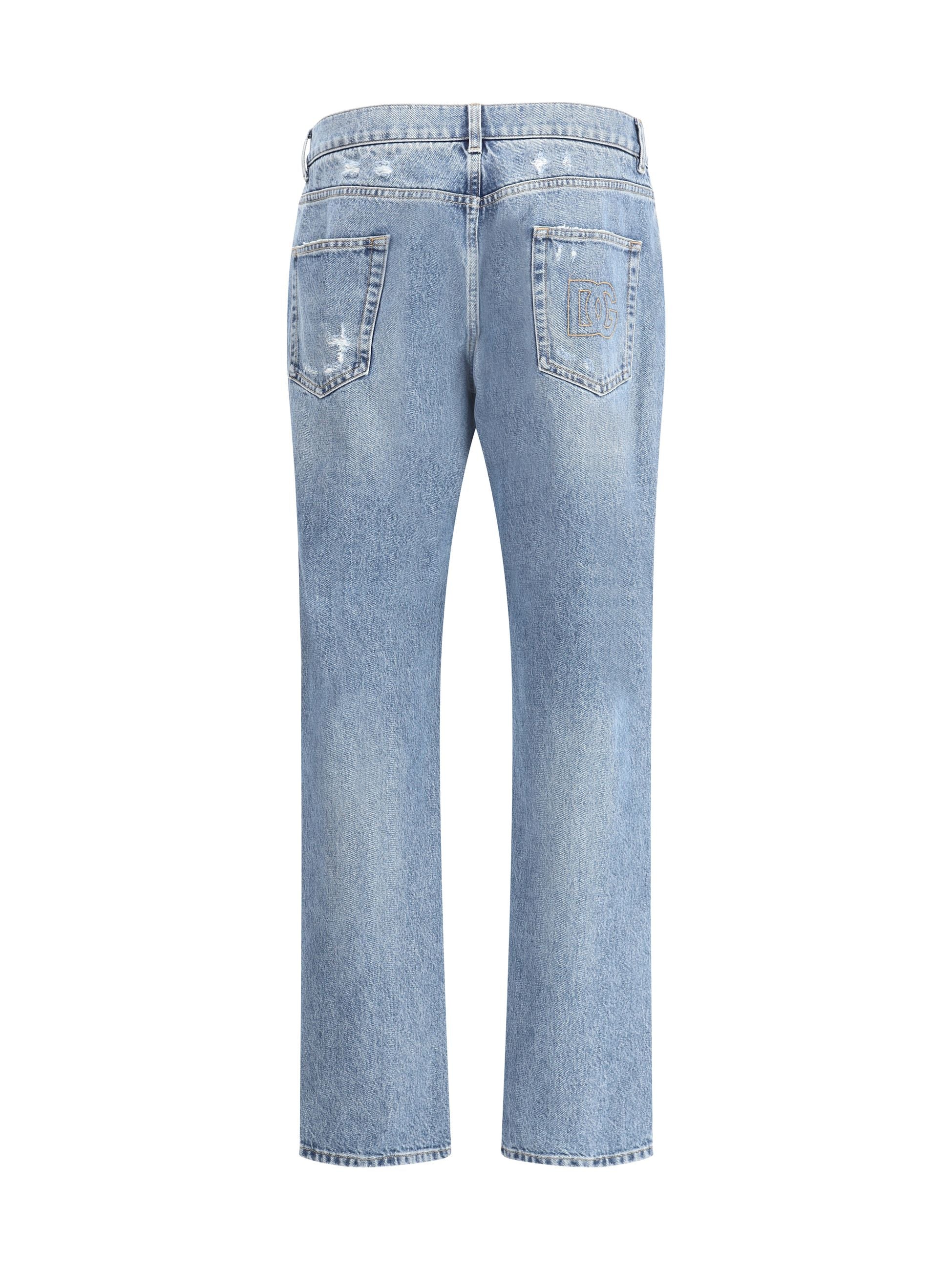 Jeans in Denim con Strappi Dolce e Gabbana