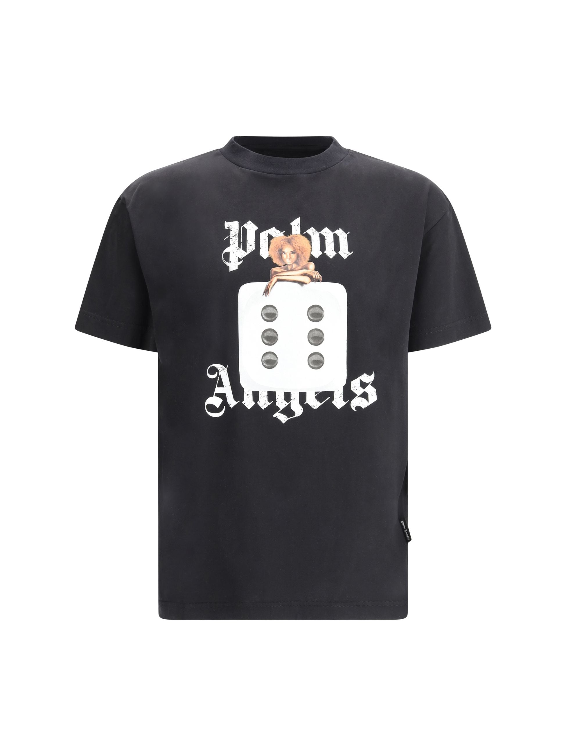 T-shirt Nera Stampa Dado Pin-Up Palm Angels