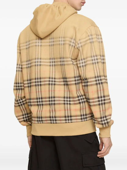 Felpa Check Classic All Over con Zip e Cappuccio Burberry