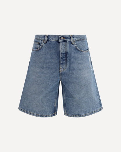 Shorts in Denim Logo Off-White