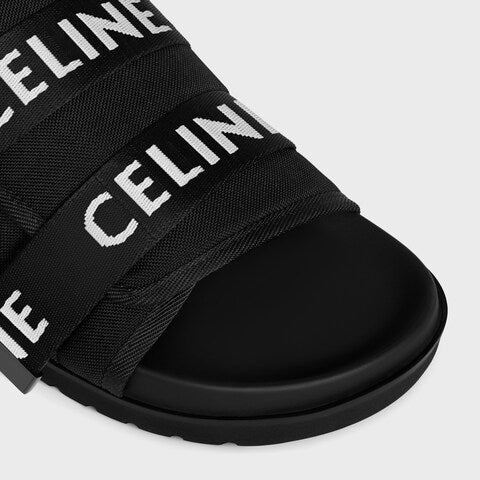 Sandalo Nero Scritta Logo Celine