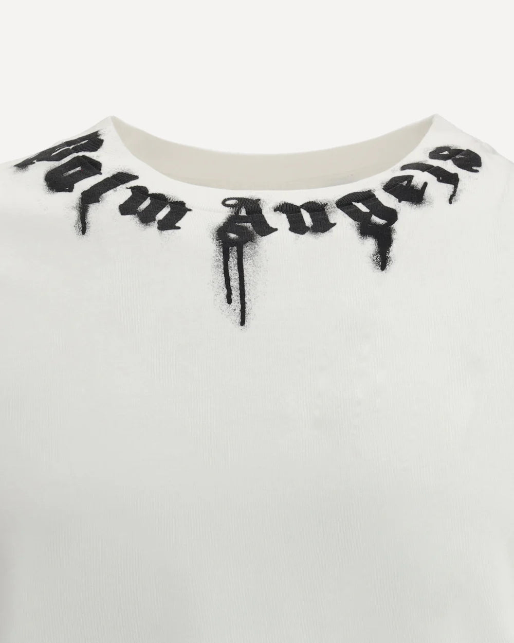 T-Shirt Bianca Scritta Collo Palm Angels