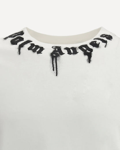 T-Shirt Bianca Scritta Collo Palm Angels