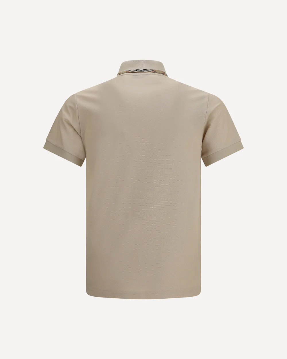 Polo in Piqué Beige Collo Dettaglio Check Burberry