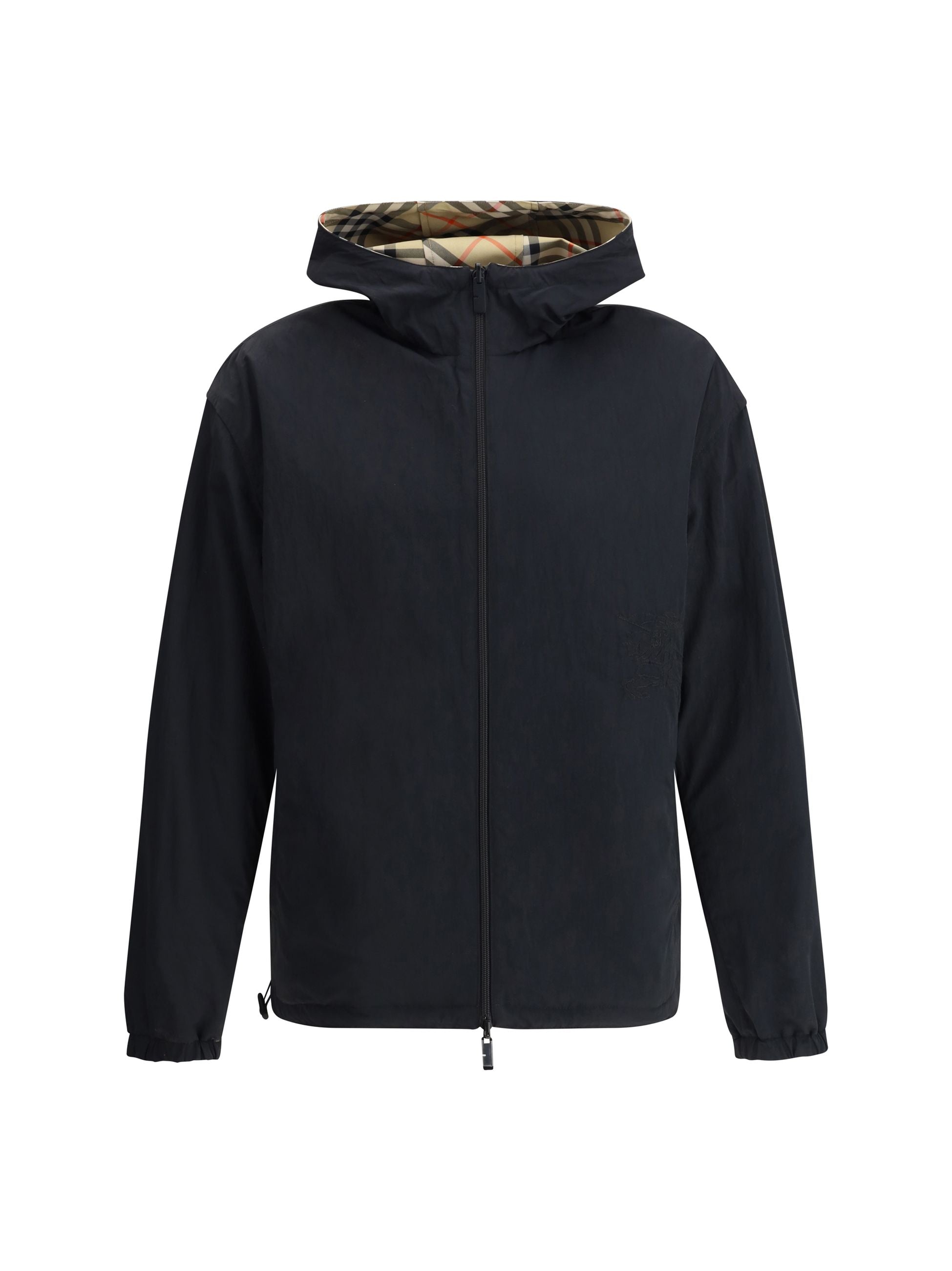 Giubbino Reversibile con Cappuccio e Logo Check Classico Burberry