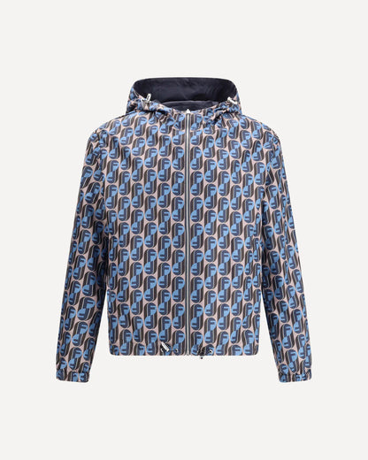 Giubbino Reversibile Blu Logo All Over Fendi