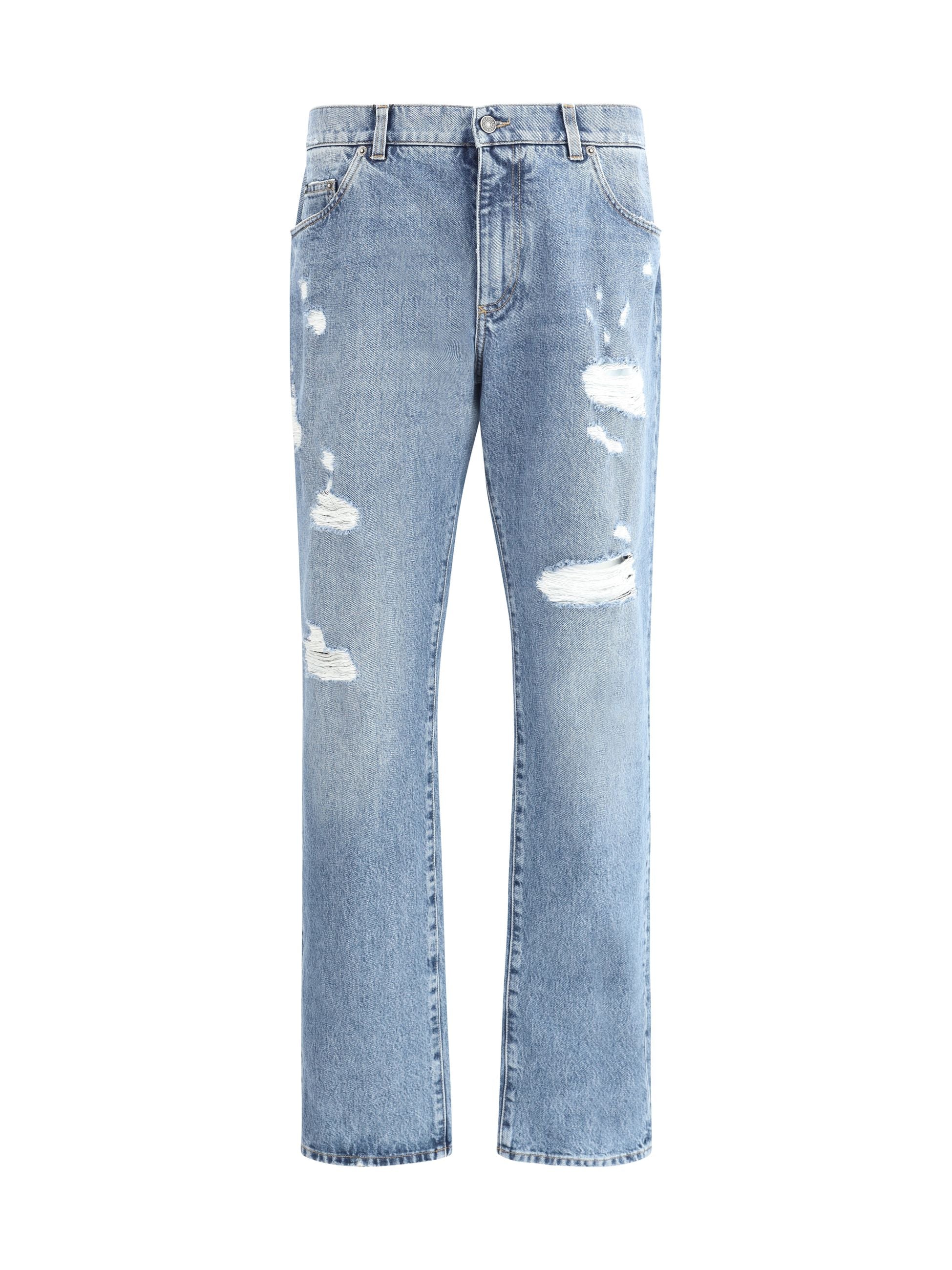 Jeans in Denim con Strappi Dolce e Gabbana
