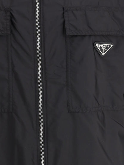 Camicia in Nylon Nera con Zip Prada
