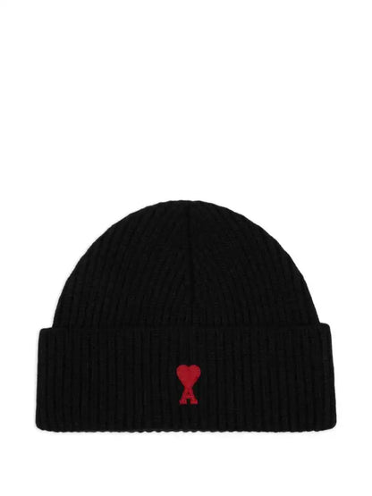 Cappello Nero in Lana Cuore Rosso Ami Paris