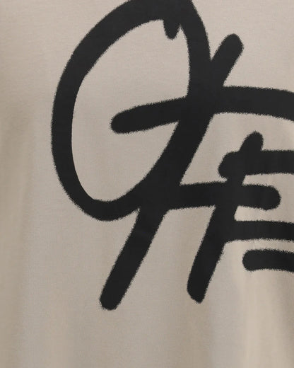 T-Shirt Beige Scritta Grande Off-White