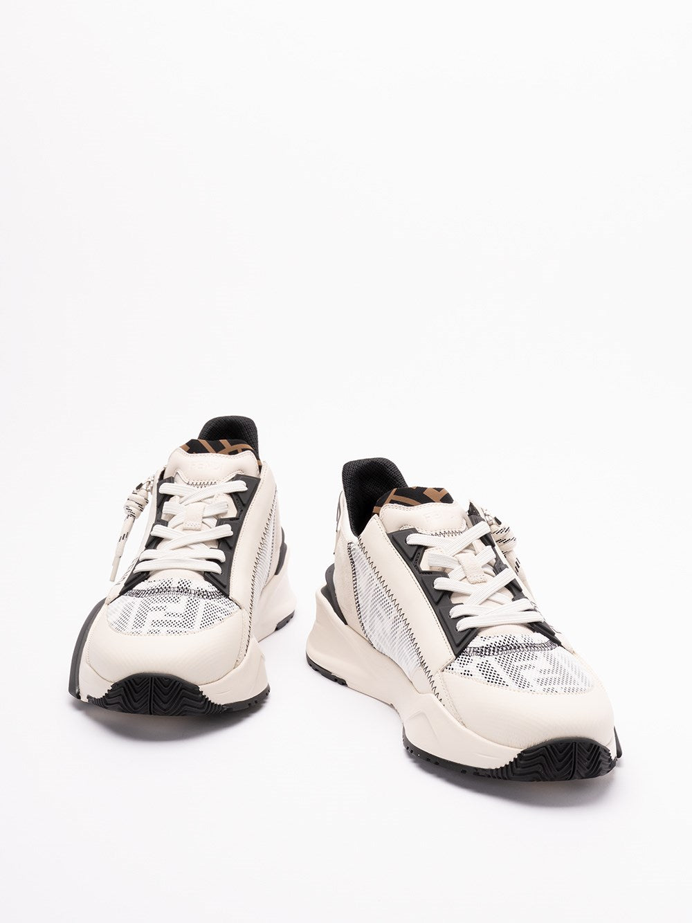 Sneaker Bianca e Nera con Zip Laterale Fendi