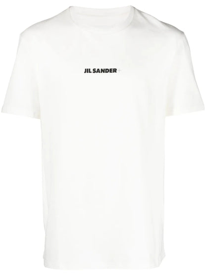 T-Shirt Bianca Logo Scritta Jil Sander