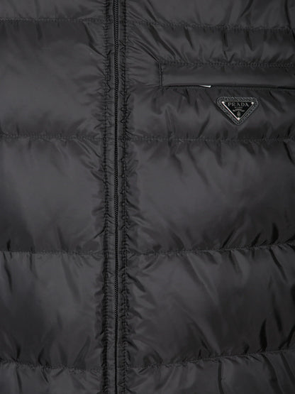 Giubbino Nero Nylon Placchetta Prada