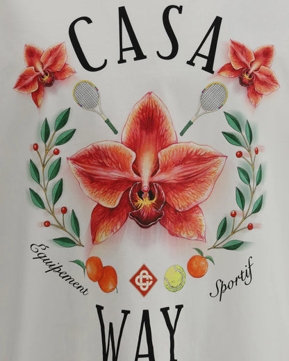 T-Shirt Bianca Stampa Orchidea Casablanca